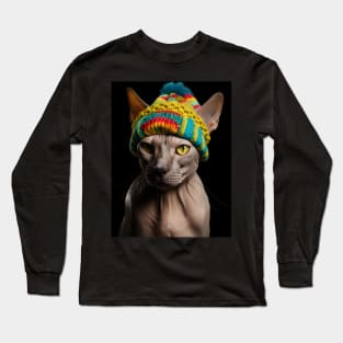 Sphynx cat - Colorful hat fun Long Sleeve T-Shirt